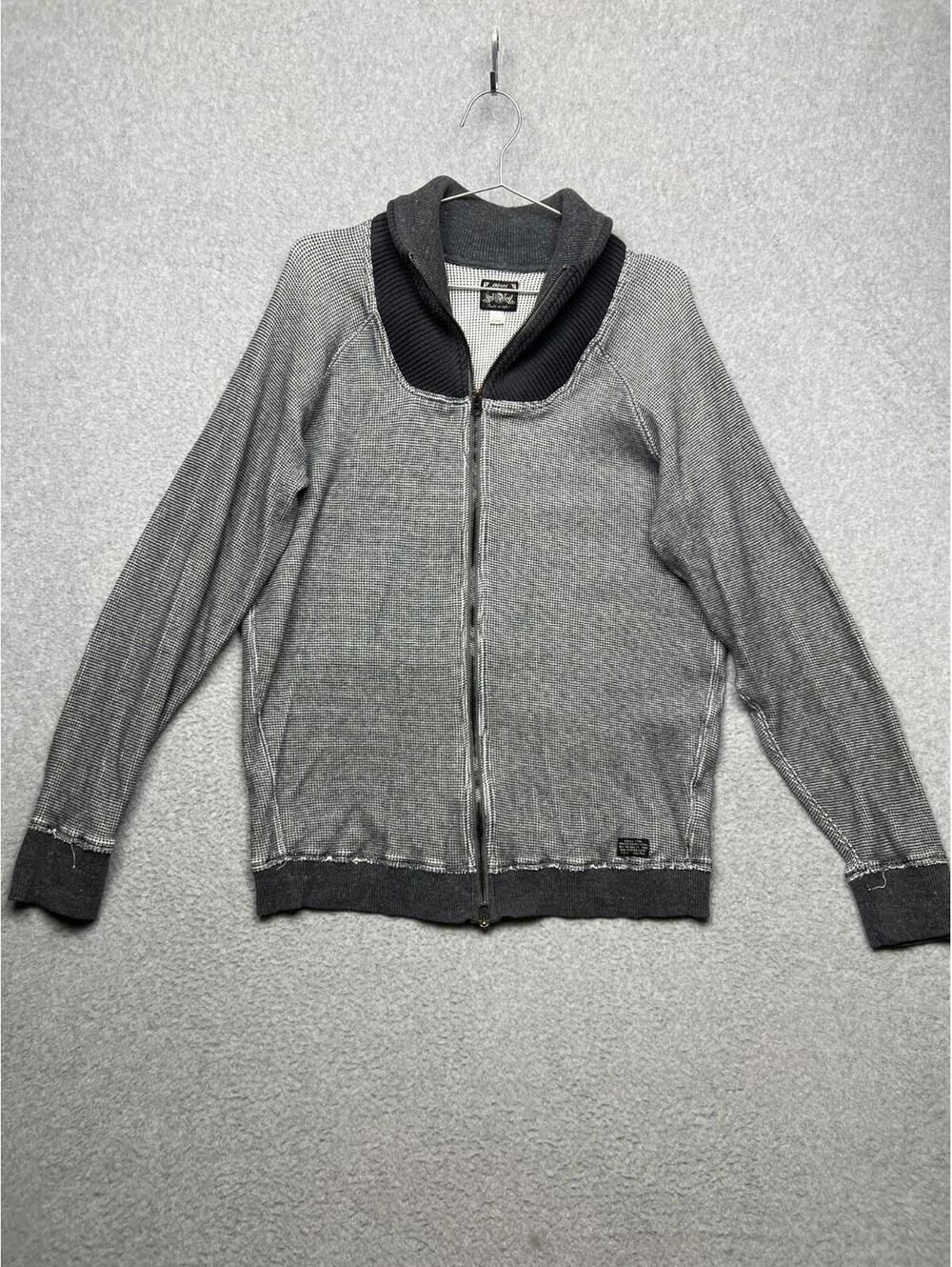 Diesel Waffle Knit Sweater Full Zip Cotton Jacket Mens Xl Gray Industry Y2k 90s